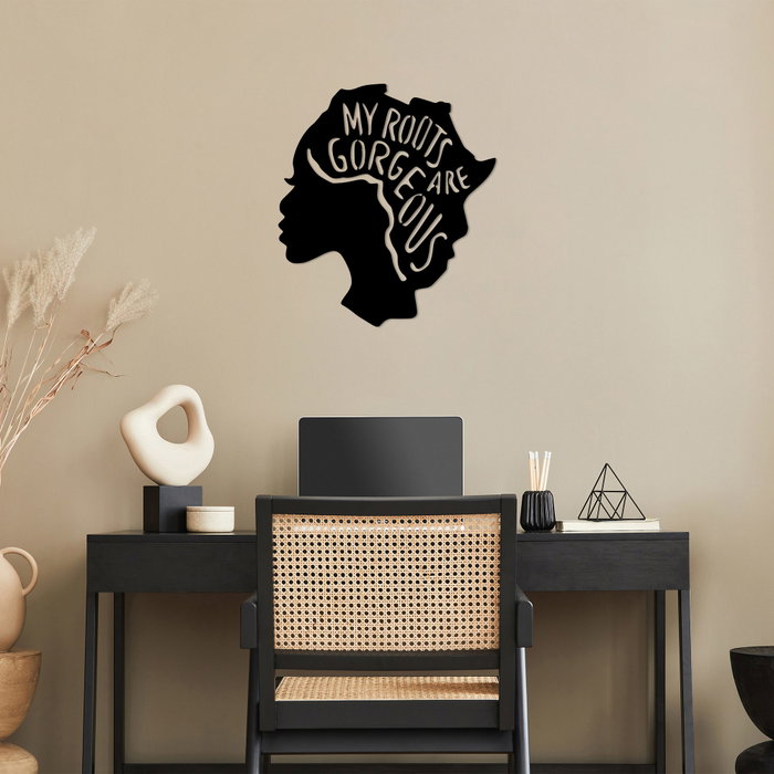 Wallity My Roots Are Gorgeous - 444 Escultura de Pared de Metal Negro